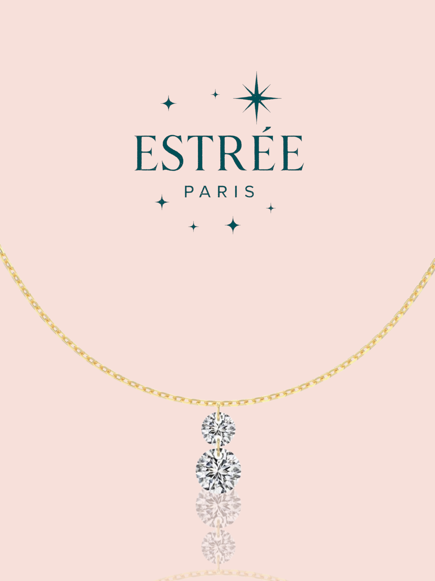 Collier Diamond Rain A doré en argent 925 et zirconium Estrée Paris