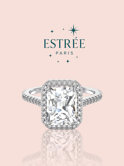 Bague radiant halo en argent 925-zirconium