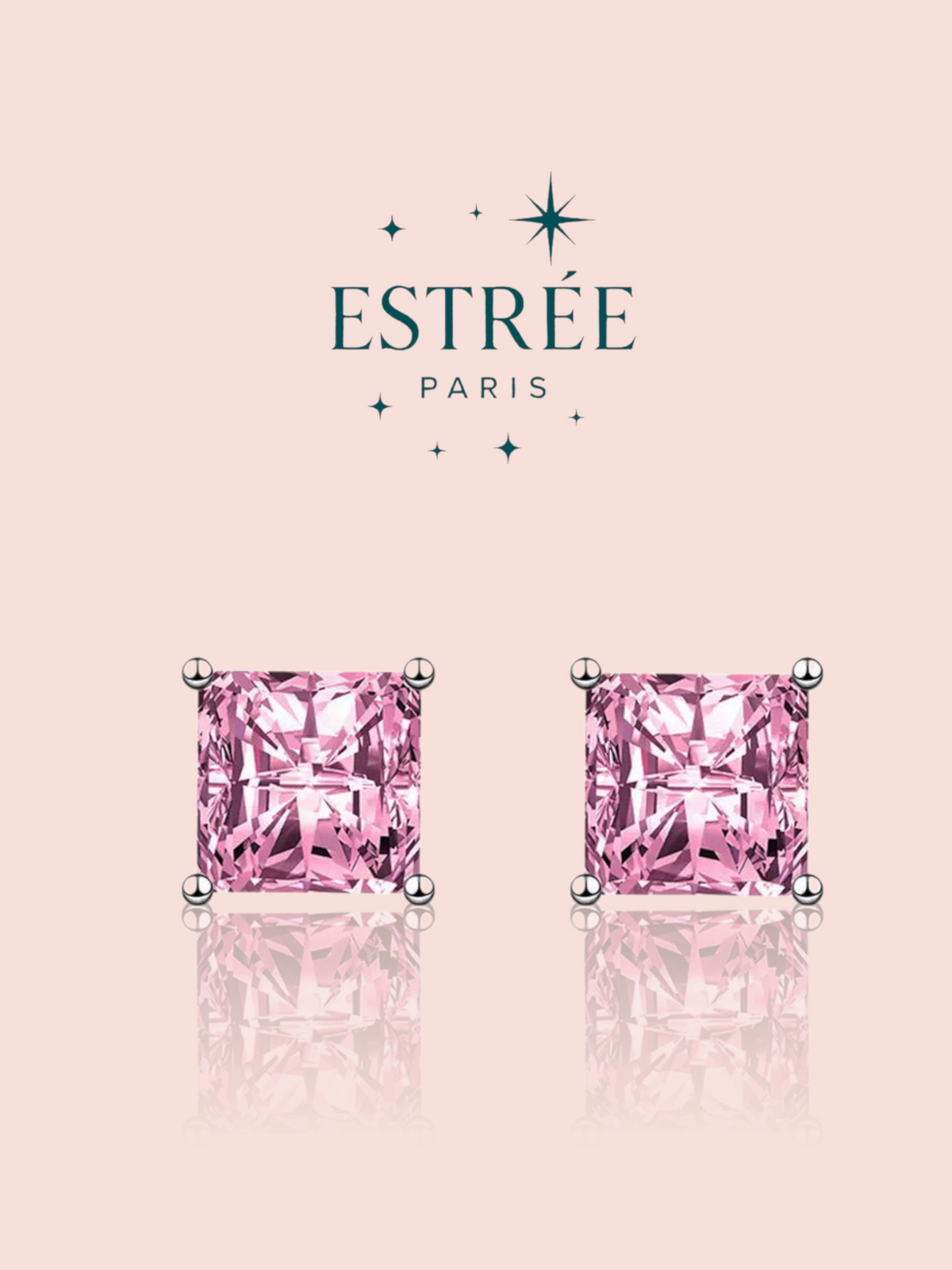 Boucles d’oreilles Pupuce carré rose