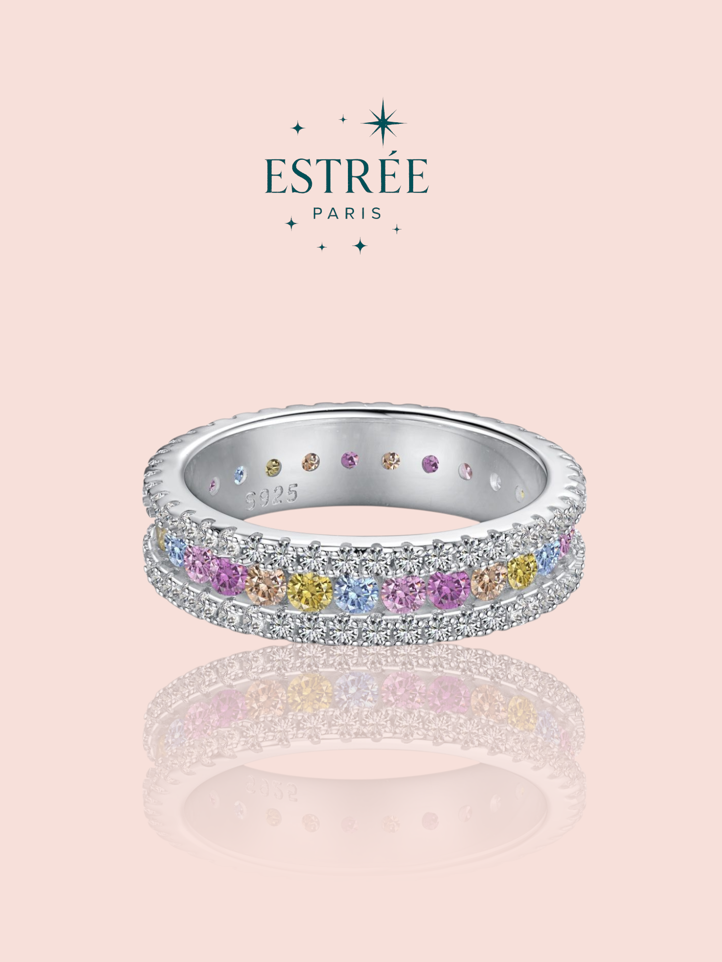 alliance wife me up rainbow en zirconium et argent 925 Estrée Paris