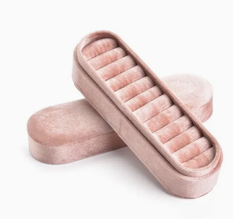 Boîte à bijoux en velours rose S Estrée Paris