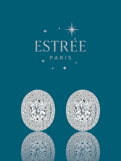 boucle d'oreille divine ovale en moissanite et argent 925 Estrée Paris