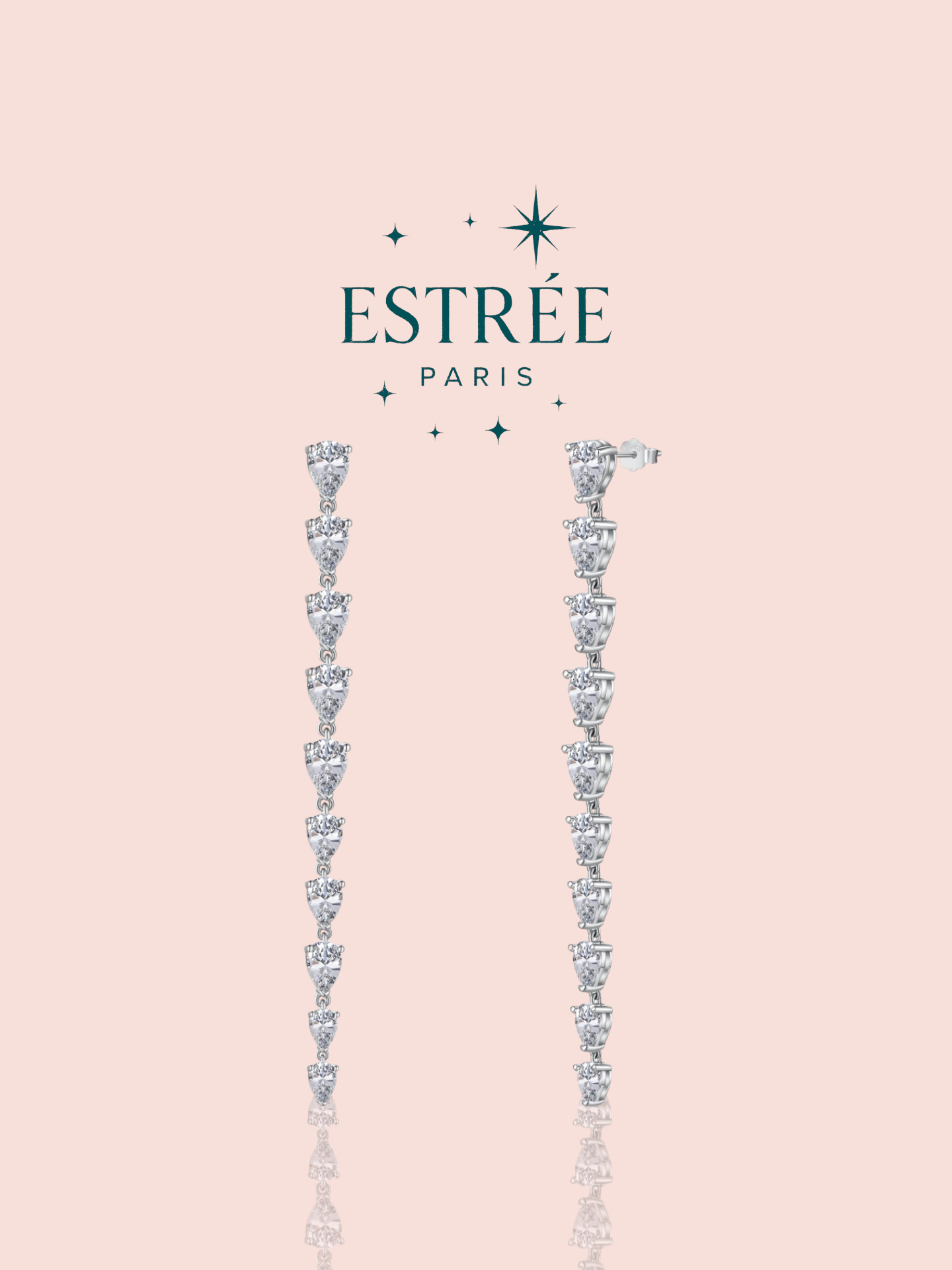 Boucles d'oreilles Niki argentée longues Estrée Paris