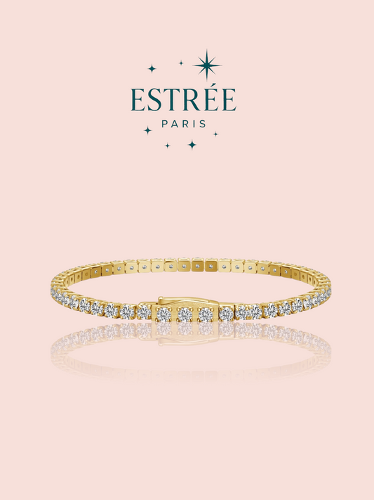 Bracelet glamour M doré en zirconium et agent 925 Estrée Paris 