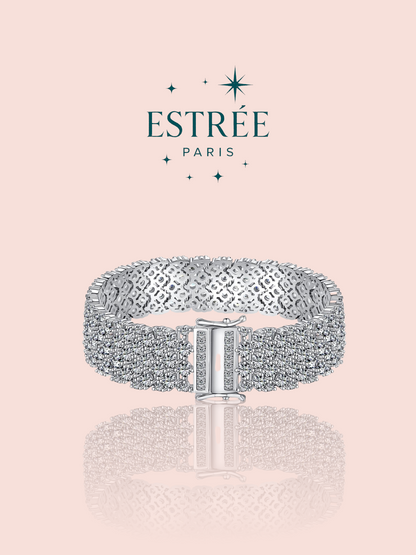 Bracelet ultra glamour en zirconium et argent 925 vue de dos Estrée Paris 