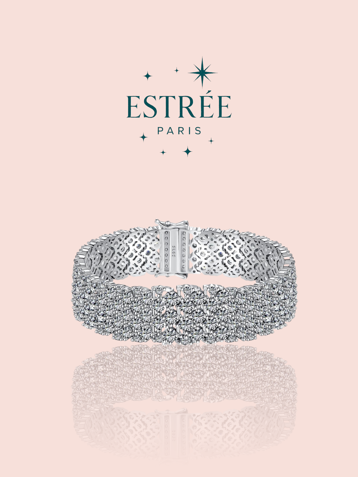 Bracelet ultra glamour en zirconium et argent 925 vue de face Estrée Paris 