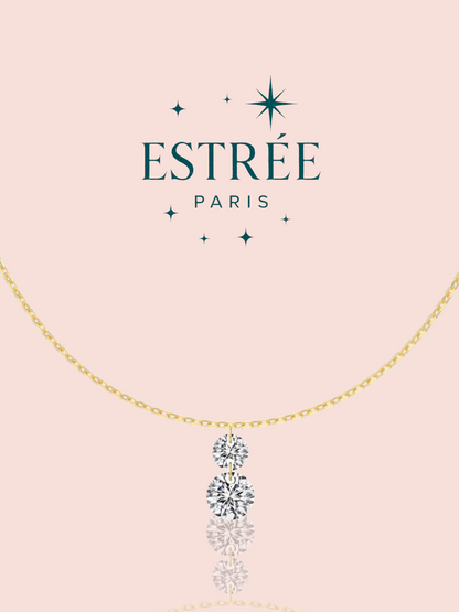 Collier Diamond Rain A doré en argent 925 et zirconium Estrée Paris