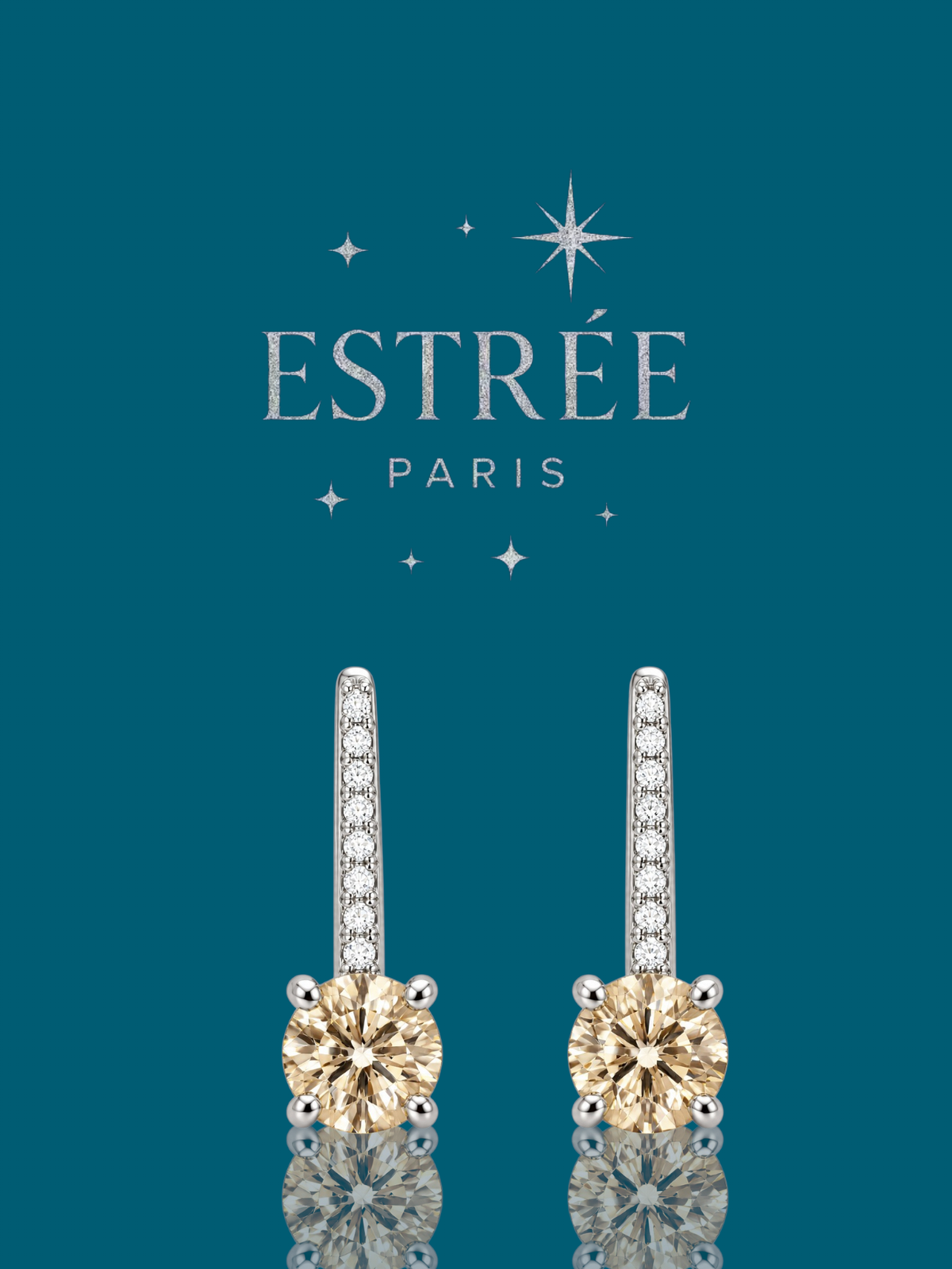 [Automn Glow 🍂] Dormeuses Champagne Muse🥂✨- Moissanite Argent 925