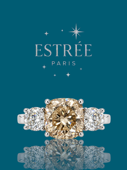 [Automn Glow 🍂] Bague Golden Trilogie🥂✨- Moissanite Argent 925