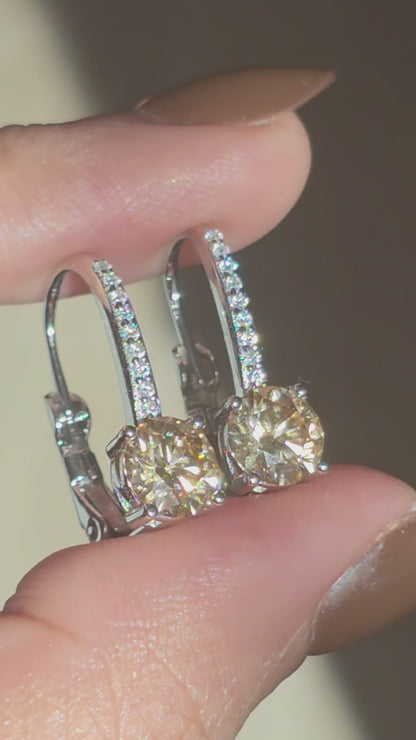 [Automn Glow 🍂] Dormeuses Champagne Muse🥂✨- Moissanite Argent 925