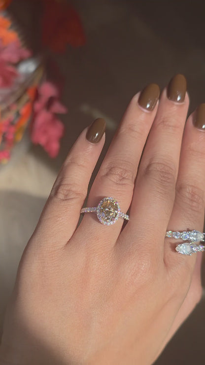 [Automn Glow 🍂] Bague Champagne Romance🥂✨- Moissanite Argent 925