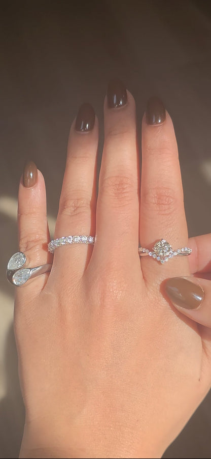 [Automn Glow 🍂] Bague Golden Shark 🥂✨- Moissanite Argent 925